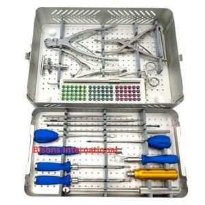 Ensemble d'instruments de chirurgie spinale vétérinaire BISONS pour interventions orthopédiques animales, certifié ISO13485, manuel inclus - Product Image 1
