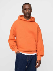 Sudadera con Capucha Unisex Naranja, 100% Algodón Felpa, Corte Regular Informal, Estampado de Letras, Ropa de Invierno - Product Image 1