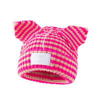 Gorro de Punto con Estampado Digital de Cerdito, Unisex, para Adultos, Cálido para Invierno, 100% Acrílico, Cubre Orejas