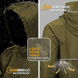 Veste de pluie personnalisée imperméable pour homme avec capuche à cordon et fermeture à boutons, postée par Dress Sports - Product Image 4