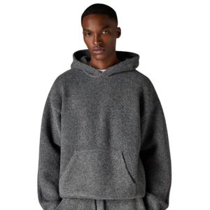 Sweat à capuche tricoté avec broderie en point de chaînette pour homme, sweat à capuche confortable et élégant avec broderie en couleur anthracite - Product Image 6