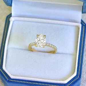 Bague en or jaune 9K certifiée IGI avec diamant ovale CVD de 4 carats, couleur F, pureté VS1, bijoux fins pour femmes, design de luxe, mariage, OEM - Product Image 3