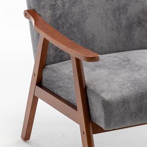 Fauteuil d'appoint moderne du milieu du siècle, dossier extra épais, fauteuil à oreilles pour chambre à coucher, structure en bois massif, confortable pour salon - Product Image 6