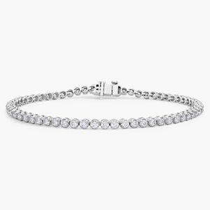 7" Four Prong Lab Grown Diamond Tennis Bracelet with Filled <b>Stones</b> in 14K White Gold Luxury Women's Jewelry - Product Image 2