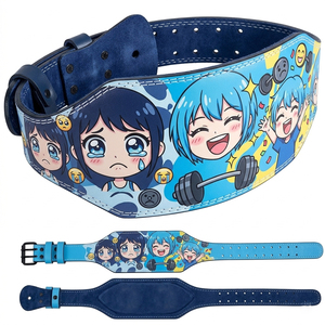 เข็มขัดยกน้ำหนักลายอนิเมะ หนังแท้แบบสองหัวเข็มขัด  เข็มขัดอนิเมะหนังแท้  รองรับหลัง 10 มม. เข็มขัดเทรนเนอร์สำหรับออกกำลังกาย - Product Image 1