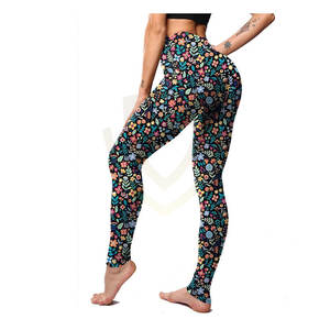 Leggings de yoga pour femmes, taille haute personnalisée, en tissu tricoté léger, avec un design uni tendance et une taille élastique - Product Image 4