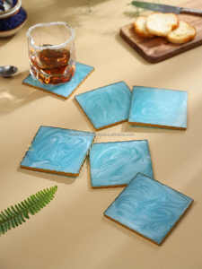 High Quality Eco-Friendly Modern Design <b>Square</b> Resin Coasters Premium Finished Decorative Mats Pads for Home Hotel Restaurant - Product Image 3