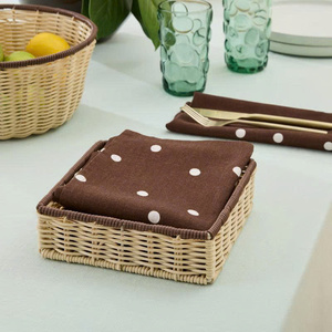 Porta Servilletas Cuadrado de Mimbre Tejido a Mano, Bandeja para Servilletas de Mimbre Natural para Decoración de Mesa de Comedor - Product Image 1