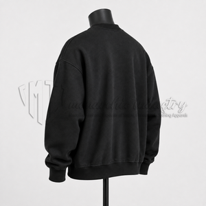 Sweat-shirt à col rond noir personnalisé pour homme, design graphique à empiècements contrastants, pull en molleton, streetwear, OEM ODM - Product Image 5