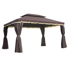 10FT X 13FT Aluminum Frame Patio Gazebo with 2 Tier Polyester <b>Roof</b> Vented <b>Canopy</b> Mesh Sidewalls for Villa Courtyard Park - Product Image 1