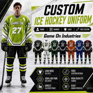 Sublimation Printed Top Quality Custom Team Sportswear Breathable Polyester Long Sleeve Match Training Wear Ice Hockey Uniform - Product Image 2