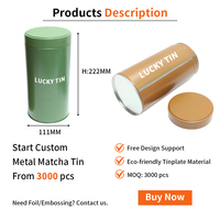 Boîte en fer blanc personnalisée pour poudre de matcha, hermétique, qualité cérémoniale, emballage métallique haut de gamme pour matcha
