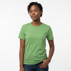 T-shirt décontracté vert uni à manches courtes et col rond pour homme, coupe classique, 100 % coton jersey tricoté - Product Image 2