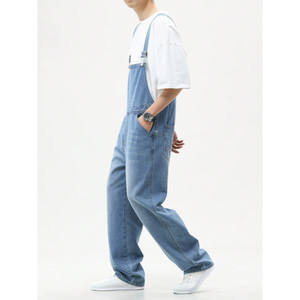 Overoles de mezclilla ajustados vintage para hombre, con tirantes ajustables, suaves, cómodos y modernos para el día a día - Product Image 3