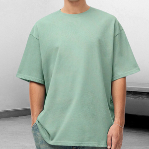 High Quality Short Sleeve 100% Cotton 200 Grams Heavy <b>Weight</b> Woven <b>Blank</b> Streetwear Custom Oversize Boxy Fit Men's T-Shirts - Product Image 6