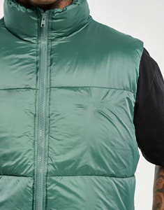Men's Green Stand Collar Puffer Vest Windproof Solid Color Casual Winter Outerwear Polyester <b>Wadding</b> Regular Fit - Product Image 6