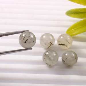 Lote al por mayor de esferas redondas lisas de cuarzo rutilo verde natural de 10 mm, piedras preciosas sueltas para la fabricación de joyas. - Product Image 2