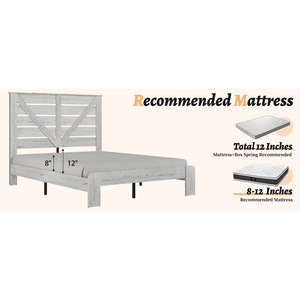 Base letto matrimoniale in legno grande e silenziosa con testiera, facile da montare, senza bisogno di rete a molle, con contenitore - Product Image 5