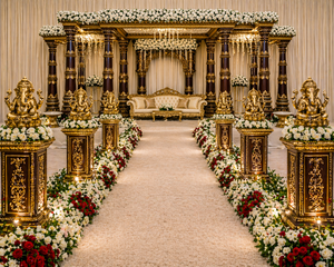 Mandapam de mariage élégant et majestueux de l'Inde du Sud, Mandap Manavarai pour mariage porte-bonheur, Grand Mandap de mariage Tamil, New York - Product Image 3