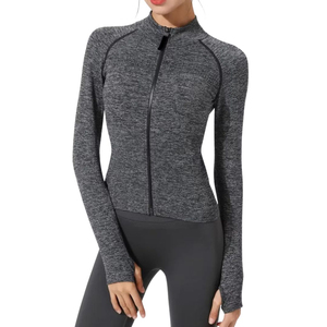 Custom Women <b>Yoga</b> <b>Jacket</b> Top Slim Fit Zipper Gym Fitness Wear Quick Dry Lightweight Running Sportswear Women <b>Yoga</b> <b>Jacket</b> - Product Image 4