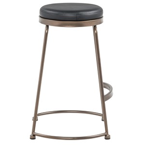 Modern Black <b>Leather</b> <b>Bar</b> <b>Stool</b> with Metal Frame for Home <b>Bar</b> Contemporary Design Stable Metal Base - Product Image 4