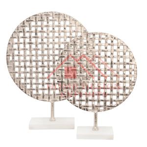 Sculpture de Table abstraite en Aluminium sur Base de marbre/tout nouveau Design Sculpture intérieure/décor de Table Sculpture de conception de maille ronde - Product Image 5