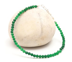 Bracelet en onyx vert naturel facetté, perles rondes, 3 mm, fait main, délicat, pour femmes et hommes, bijoux de qualité supérieure - Product Image 1