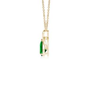 14K <b>Solid</b> <b>Gold</b> Natural Pear-Shaped Emerald Flame Solitaire <b>Pendant</b> Classic Fine Jewellery Wedding Anniversary Party Wear Gift - Product Image 3