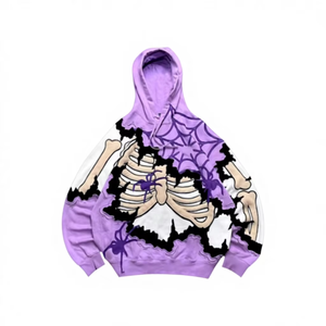 Gothic Hoodie Women <b>Skeleton</b> Spider Web Print <b>Full</b> Sleeve Knitted Sweatshirt Autumn Fashion Streetwear Style - Product Image 1