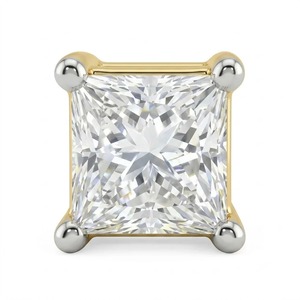 Pendientes de Oro Amarillo de 9K al por Mayor para Hombre con Diamante Cultivado en Laboratorio de Corte Princesa de 0.325CT, Solitario de 4 Puntas, Joyería Fina - Product Image 1
