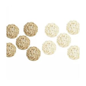 10 pièces de boules en rotin naturel et blanc, sphères rondes, décoration pour la maison, mariage, fête, différentes couleurs, boules en rotin naturel - Product Image 1