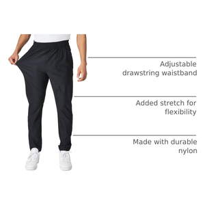 Pantalon de jogging décontracté pour homme en toile de coton écologique, coupe droite, noir, taille élastique, poids moyen, respirant, poches latérales, bouton - Product Image 6