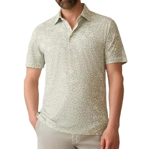Polo pour homme haut de gamme en mélange polyester-spandex, personnalisable, impression florale, pour le golf en extérieur, vente en gros - Product Image 1