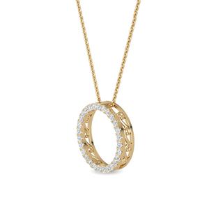 Pendentif rond en diamant de laboratoire de 1,98 carat en or jaune 9 carats, élégant collier de joaillerie fine, cadeau de mariage pour femme, pièce maîtresse - Product Image 2