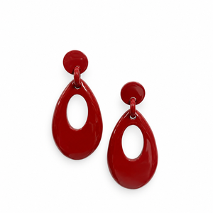 Boucles d'oreilles pendantes ovales creuses en forme de goutte d'eau rouge, bijoux tendance pour femme, idéales pour un anniversaire - Product Image 1