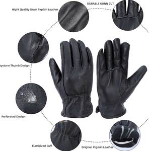 Gants de travail unisexes en cuir véritable, résistants à l'abrasion, pour la construction, le jardinage, la mécanique - Product Image 5