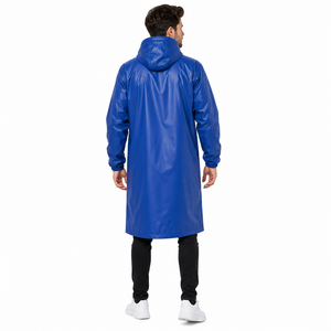 Custom Long Hooded Waterproof Blue <b>Rain</b> <b>Coat</b> PU PVC Windproof Outdoor Fishing Hiking Workwear <b>Men</b> Women OEM ODM All Season - Product Image 4