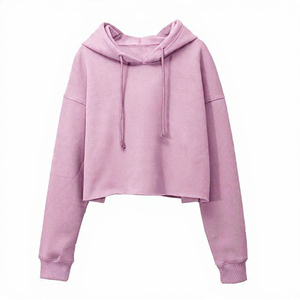 Sweat à capuche court avec cordon de serrage |   Sweat-shirt décontracté à épaules tombantes pour femmes, sweat-shirt à capuche moderne pour femmes - Product Image 2