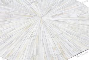 Alfombra de cuero de vaca a rayas moderna hecha a mano, alfombra redonda blanca para el pelo, alfombra práctica para sala de estar y Camping - Product Image 4