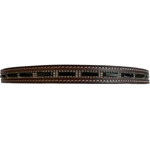 Diadema para Caballo de Cuero Negro Marrón con Cadena de Cristales Rectangulares Negros Grandes de Diseño Personalizado para Brida Inglesa - Product Image 3