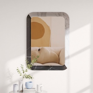 Modern <b>Rectangular</b> Wall <b>Mirror</b> with Marble Frame Minimalist Design Decorative Glass 5.0mm Thick Anniversary Home Use - Product Image 1