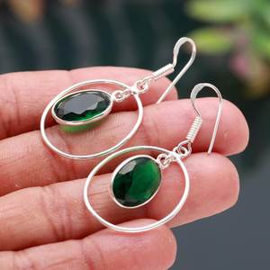 Pendientes de diopsido de plata de ley 925 con piedras preciosas naturales, joyería hecha a mano para mujer, venta al por mayor - Product Image 6