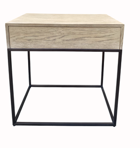 Table d'appoint pour salon en bois de peuplier, table de chevet en bois de peuplier avec 1 tiroir coulissant pour chambre à coucher - Product Image 5