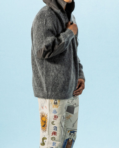 Sudadera con capucha y cremallera de diseño personalizado con logo, cárdigan de invierno de punto, suéter de mohair afelpado, chaqueta de punto oversize, suéter de mohair jacquard, sudaderas con capucha para hombre - Product Image 6