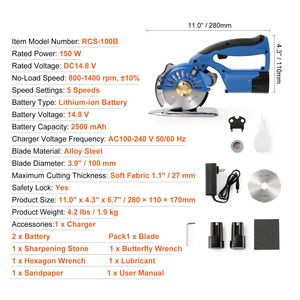 5 Speed Cordless Electric Rotary <b>Fabric</b> Cutter 1.1\" <b>Cutting</b> Thickness Octagonal Knife New Condition <b>Machine</b> for <b>Cutting</b> Cloth - Product Image 4