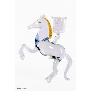 Porte-bougie en verre soufflé à la main en forme de cerf, candélabre décoratif à 3 lumières, sculpture animale, 15 x 13 cm - Product Image 2