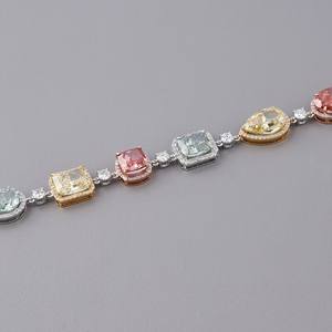 Pulsera de Diamantes de Color Fantasía Cultivados en Laboratorio con Acabado en Oro de 14K en Diferentes Formas - Product Image 3