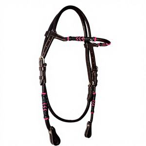 บังเหียนม้าแบบตะวันตก ปรับได้ ทำด้วยมือจากหนังแท้ สีน้ำตาล หนังดิบ สายคาดหน้าผากแบบตรง หนังสีน้ำตาล 88 - Product Image 1