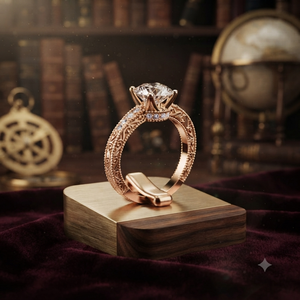 Luxury Rose Gold Round Cut Moissanite Engagement <b>Ring</b> Women’s Solitaire Wedding <b>Ring</b> with Side Stones Custom Fine Jewelry - Product Image 1