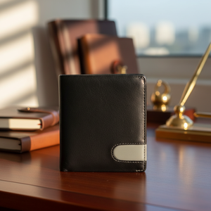 WRIZA <b>Men's</b> Genuine Leather Bifold <b>Wallet</b> | Slim <b>Black</b> Fashion <b>Wallet</b> Polyester 11 Card Slots Coin Pocket ID Window RFID - Product Image 1
